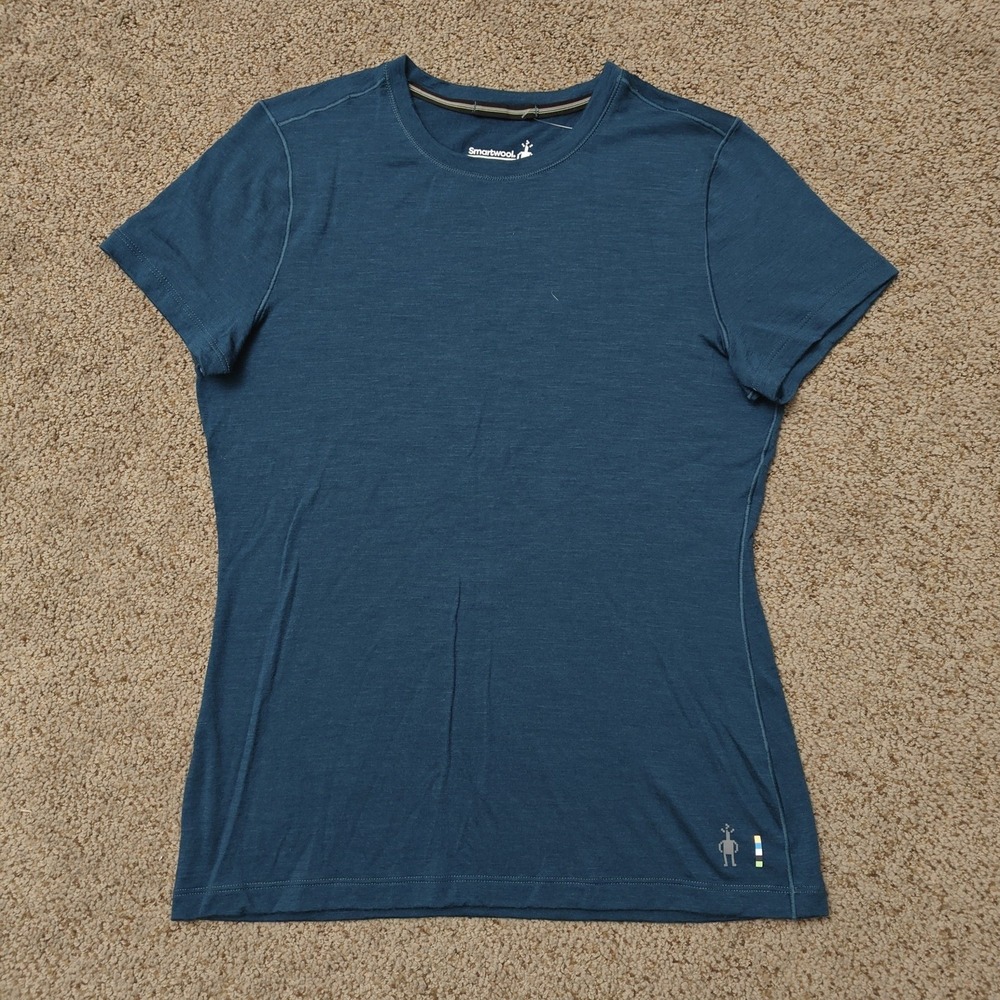 SMARTWOOL Women T Shirt XS Blue Merino Wool Gorpcore Activewear Base Layer - Picture 2 of 13